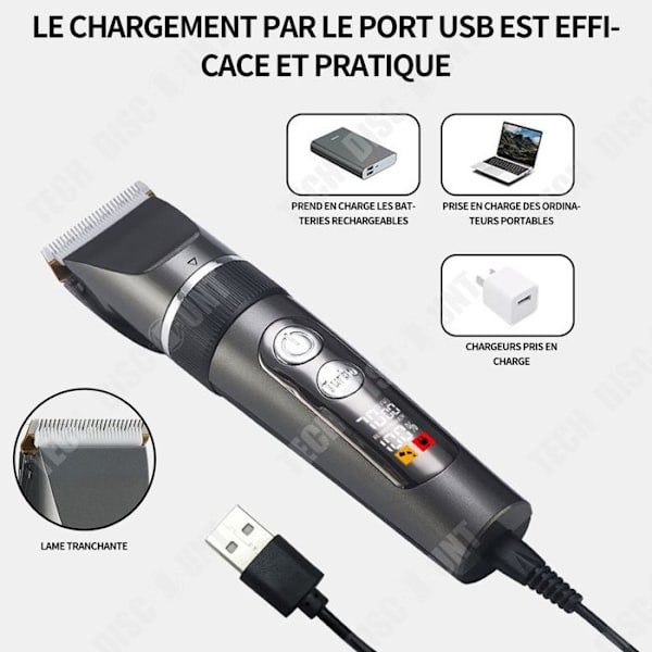 TD Hårklipper til mænd, USB-opladet professionel hårklipper med en batterilevetid på 180 minutter, keramisk hoved