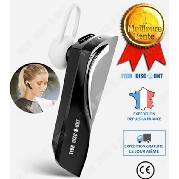 Trådløse bluetooth-hovedtelefoner TD® 100mah bluetooth 5.0 ørekrog bluetooth-hovedtelefoner enkelt sort smart touch