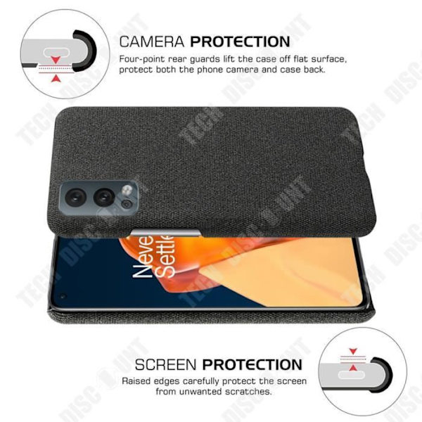 TD® För OnePlus nord 2 mobiltelefonfodral tygtextur skyddande skydd splittrasäkert skyddsfodral