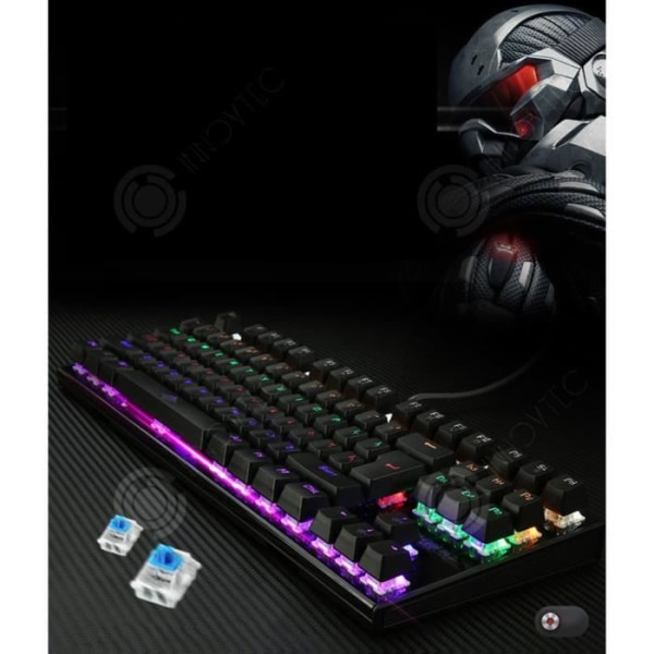 INN® Spil mekanisk tastatur med bagbelysning USB kablet 87 Taster professionel med ergonomisk fjederdesign - hvid A5820