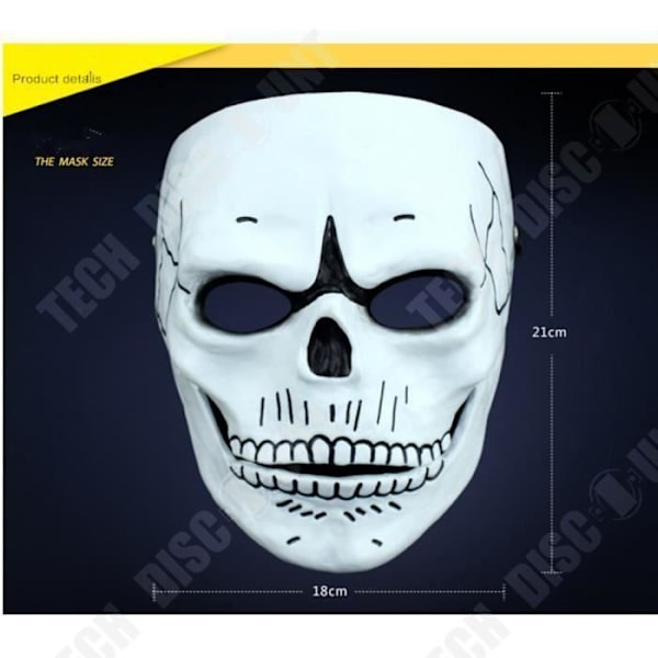 TD® Skeleton Skull Mask för män - Skrämmande mask för cosplay - Dekorationstillbehör - cosplay i form av skeletthuvud