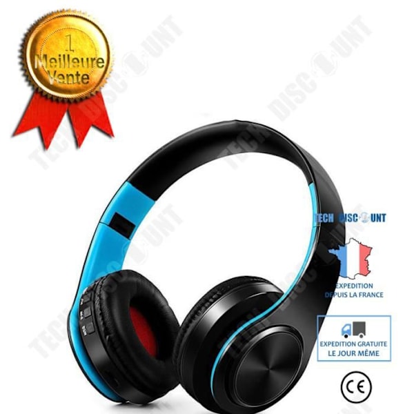 TD® Mies- ja naispuoliset Bluetooth-kuulokkeet, muotilahjaksi, langaton mikrofoni, TF-korttipaikka, stereo-kuulokkeet, kaksisuuntainen stereo, sinine