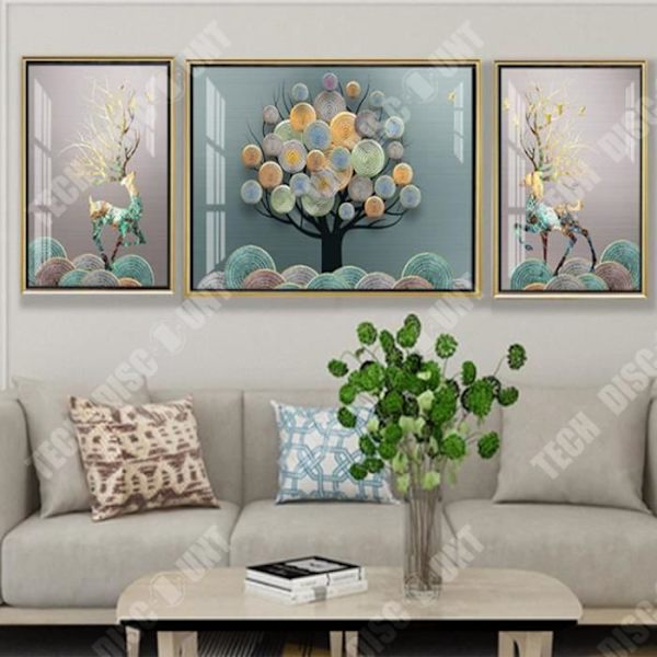 TD® Dekorative malingeri stue geometrisk dekorativ maling abstrakt kunst sofa baggrund vægmaleri model værelse triptyque mu
