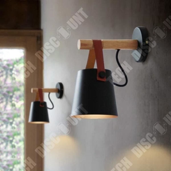 TD® Væglampe LED i Træ Seng Natlampe Nattelys Moderne Lampeskærm Nordic Dekor til Hjemmet (sort)