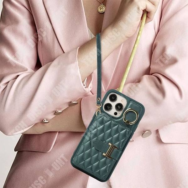 TD® Lynlås etui til iPhone 13 pro max med lange og korte snore Flere kortslidser Taske-bærer