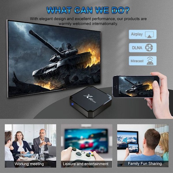 TV Box TD® Android 9 2G+16G IPTV Box Android TV Mini Smart TV Box,4K HD/3D/2.4GHz WiFi Mediaspelare HDMI-gränssnitt