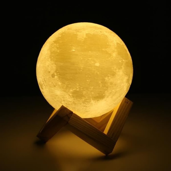 10CM Moon Lamp - 3D Printed Moon - Bästa presenten för barn, vänner, älskare - med USB och träställ