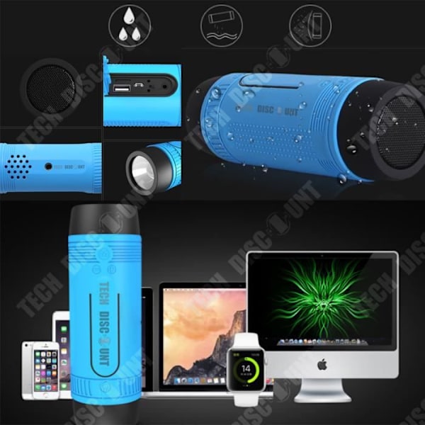 TD® pitkäikäinen bluetooth-kaiutin, äänetön, vesitiivis, tehokas, langaton, akkukaiutin, lamppu, lattiakaiutin, laturikone.