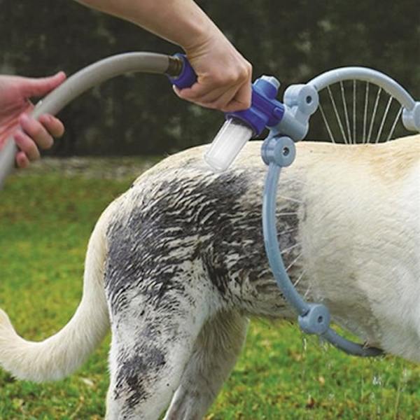 TD® Dog Wash Hoop Justerbar tryckpistol Tvåldispenser Anslutning Slang Rengöringsbricka Hopfällbar Flexibel