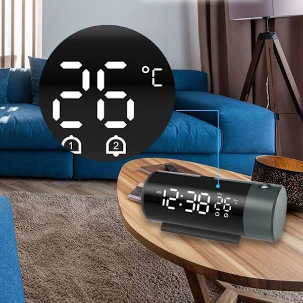 Wecker TD® 15*5.5*6cm Projektion af tidspunkt og temperatur Dobbelt alarm
