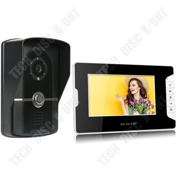TD® Dörrklocka 7 tum HD Color Night Vision med låsfunktion Färg Dörrklocka Visual Intercom
