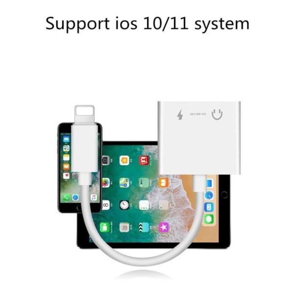 TD® 2-i-1 Lightning till 3,5 mm Lightning-adapter, ladda och lyssna, hörlursadapter