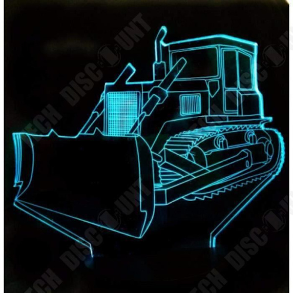 TD® Kosketusoptinen koristevalaisin, 7 väriä illuusio - bulldozer-malli - matala energiankulutus, USB-kaapeli 3 AAA-paristoa
