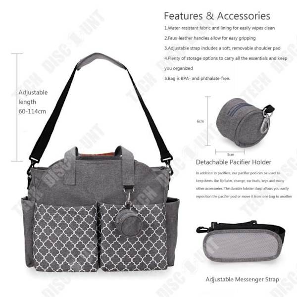 TD® Mamma och babyväska polyester bärbar multifunktionsaxel med nappväska utomhusresor universell moderväska set