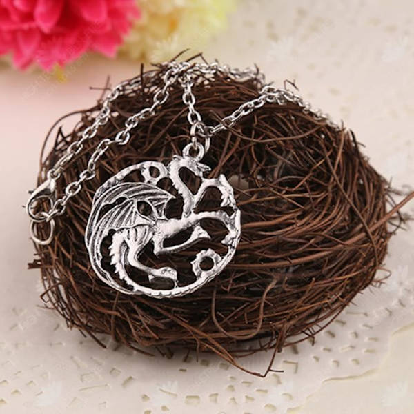 HTBE® Hollow Dinosaur Flying Dragon Pendant Necklace A Song of Ice and Fire Game of Thrones Mode Enkel tröjakedja
