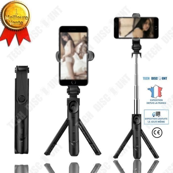 KIN TD® selfie stick stativ samsung iphone stick mobiltelefon hållare bilder utdragbar teleskopsticka bluetooth tre