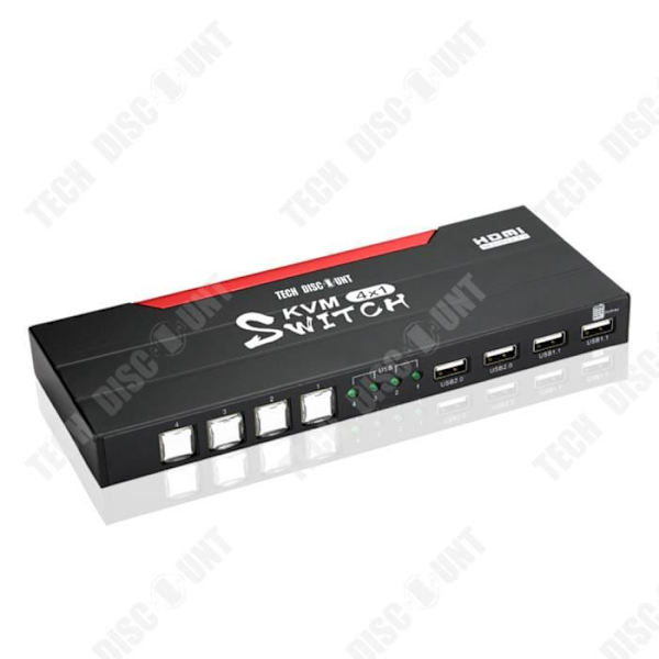 TD® HDMI Kytkin Tietokone HD, joka vaihtaa neljän isännän välillä ja jakaa hiiren ja näppäimistön pikanäppäimet.