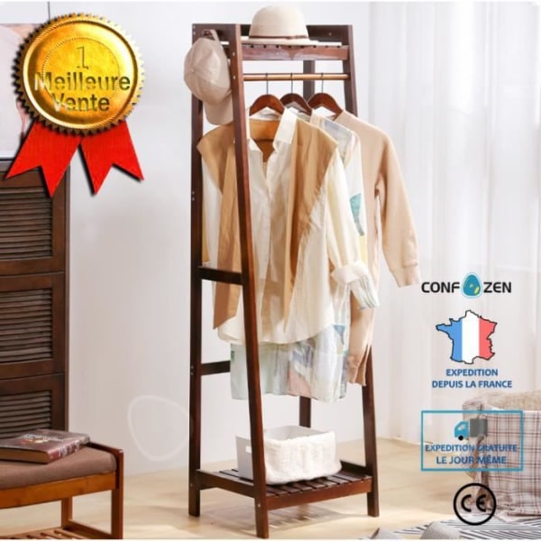CONFO® klädhängare i massivt trä fristående hängare enkelrum enkel klädförvaring brun klädhängare klädhängare i trä