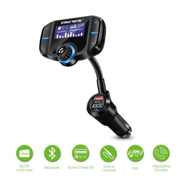 LCC® Bil Bluetooth-sändare Stor skärm Dubbel USB-stöd Externt TF-kort Smart laddning