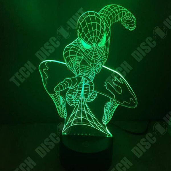 TD® Taktile dekorativ lampe med optisk illusion 7 farver - model spider-man - lavt forbrug USB-kabel 3 AA batterier