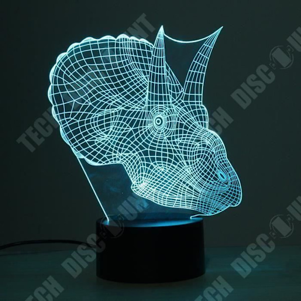 TD® Dekorativ berøringslampe med optiske illusioner 7 farver Triceratops model - lavt forbrug USB-kabel 3 AAA batterier