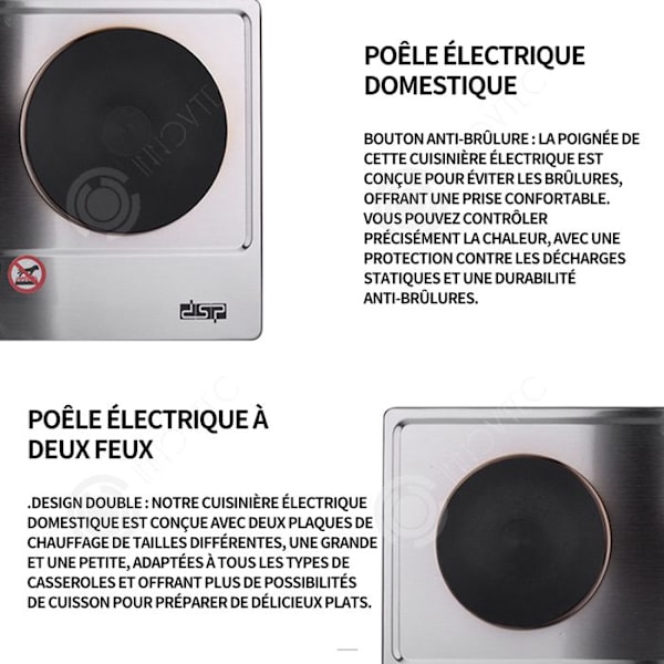 INN Kaasu- ja sähkökeitin kaksipoltin 1000+1500 W Monitoiminen sähkökeitin 240 V 315x500 mm hopeanharmaa