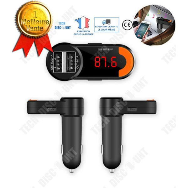 TD® FM-lähetin bluetooth handsfree auto jack-adapteri langattomalla lataajalla radion näyttö USB-portilla alkuperäinen musta