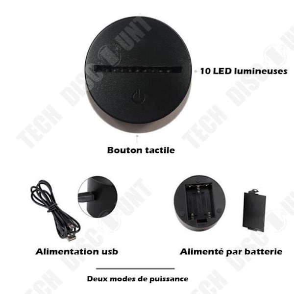 TD® Taktile dekorativ bordlampe med 7 farver optisk illusion - skater model - lavt forbrug USB-kabel eller 3 AAA batterier