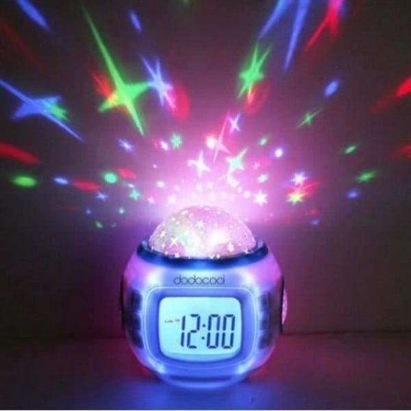 Projektor Radio Väckarklocka Star LED LCD Alarm Musik Termometer Pr Cateau Christmas Starry Sky LED Väckarklocka för barn