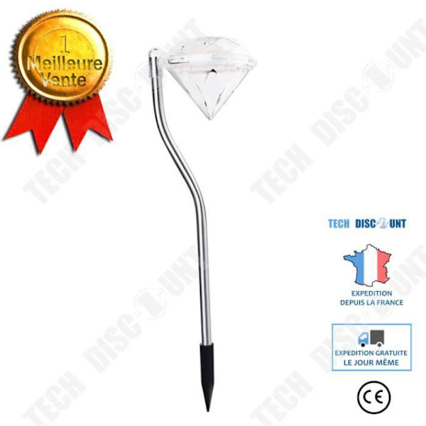 TD® 4 stk LED Solcellelampe Diamant Farveskiftende Lys Dekoration Have Lampe Udendørs Ny 30cm