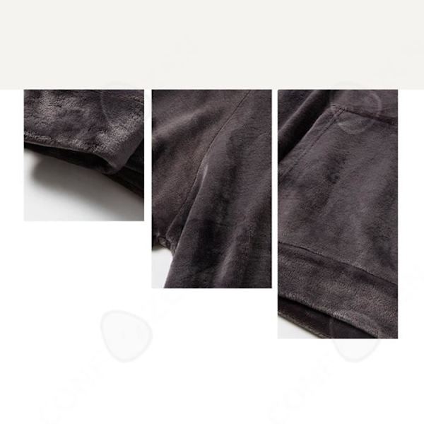 CONFO® Höst/vinter pyjamas med huva för män, tjock långärmad pyjamas med rund hals för män och pyjamas med v-ringad kastanj jag
