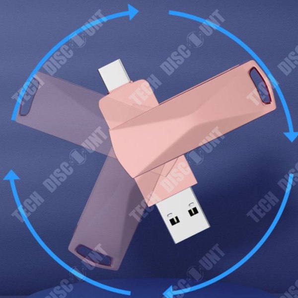 TD® USB-nøgle med høj kapacitet på 256 GB Hi-Speed 3.0 USB, elegant og holdbart metalhus i rosa til smartphones, tablets og pc'er.