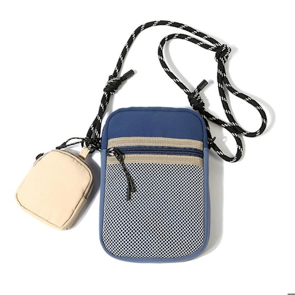 TD® Casual Mesh Messenger Bag Blå färg Lätt axelväska Mobiltelefon Canvas Tillbehör Remmar Fickor