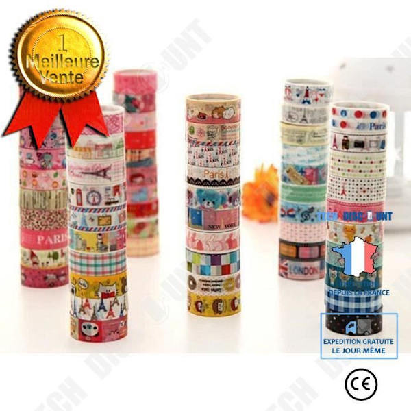 TD® Lau&Home 5M paket med 10 mönstrade tejprullar idealiska för scrapbooking-hantverk
