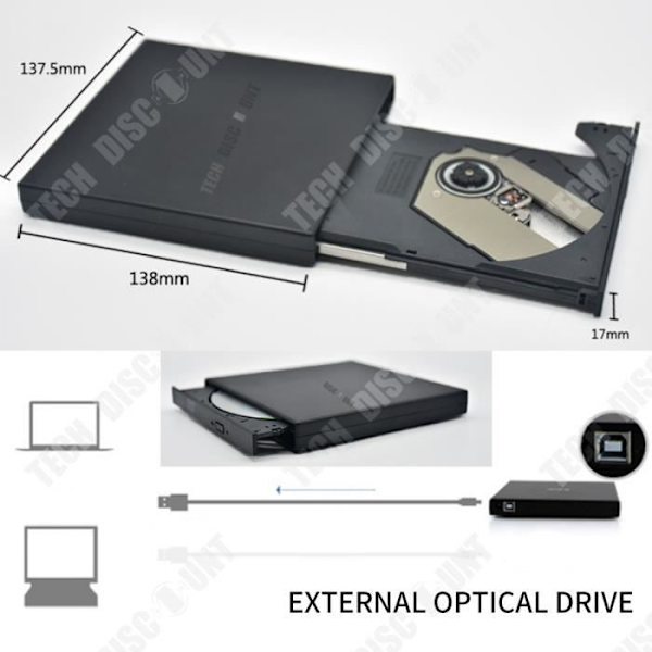 Portabel DVD-läsare - TD® - Extern - USB - Windows-kompatibel - Hastighet 24X