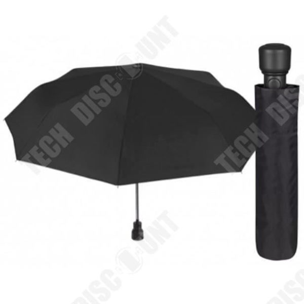 TD® Sort sammenklappelig paraply Perletti 54 cm UV-lys polyester stof Paraply tilbehør til bagage mod regn eller UV diskret