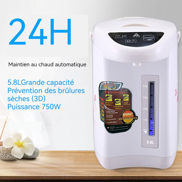 Bouilloire électrique INN® 5,8 L för värmebevaring Automatisk hushållsrouille med värmebevaring 220 V Vit