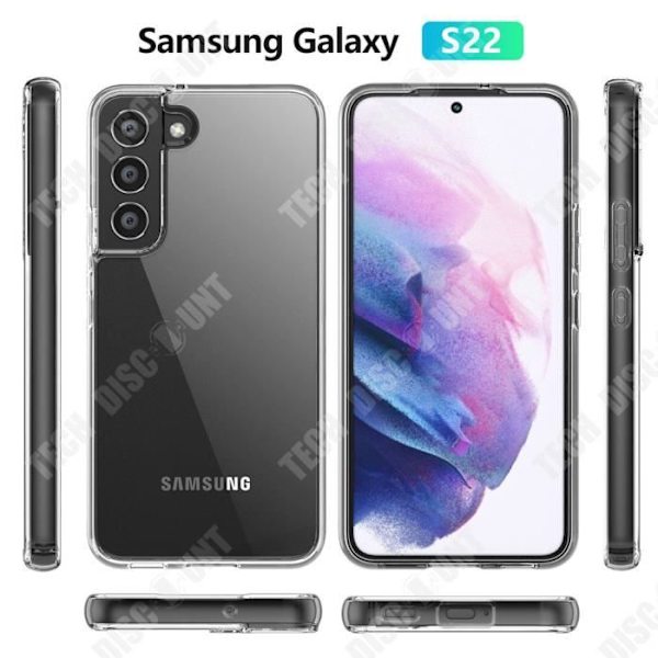 TD® Läpinäkyvä puhelinsuojus sormenjälkiä estävällä pinnalla Samsung Galaxy S22:lle, TPU-materiaalia, pölynkestävä, metallipinta