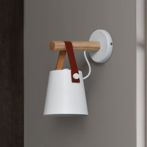 LED væglampe i træ, sengelampe, moderne natlampe, nordisk dekoration til hjemmet (sort) - 249955 sort