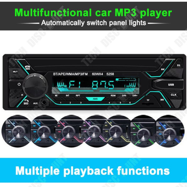 TD® Bluetooth autoradio 12V bil MP3-spelare bluetooth handsfree färgstarkt ljus ljud centralkontroll modifiering radio F