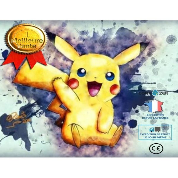 CONFO® käsintehty Pikachu diamantti koriste riippuva kuva Maalaus Piirustus väri 40 x 30 cm maalaus Käsityö Seinäkori Mosaik
