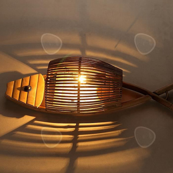 CONFO® Applique Forberedelse retro Fisk flet i bambus Café Bar Vinhus stuen Dyrke restauranten