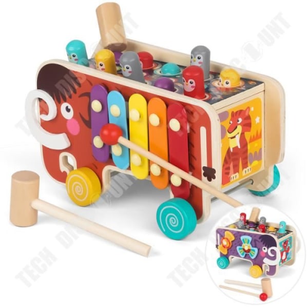 TD® Stor trä mammut hamster leksak för barn multifunktionell leksak pussel knackande leksak hand-öga koordination leksak
