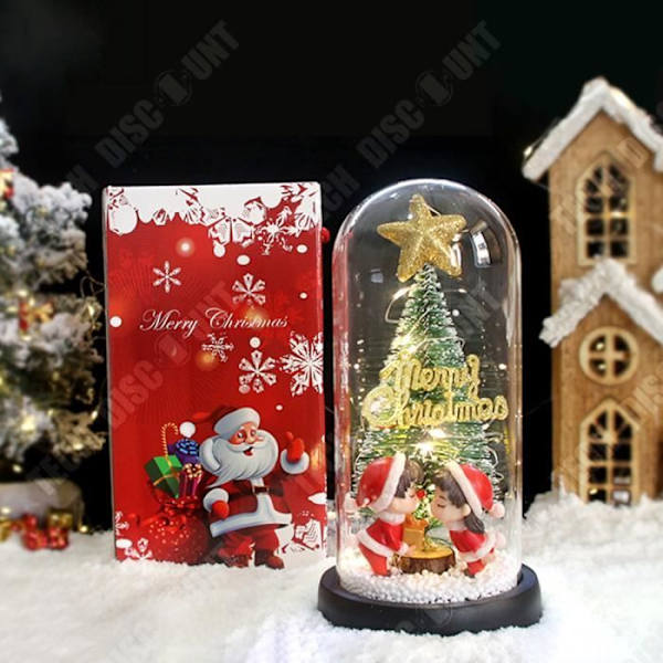 TD® LED julelys med glaskærm, gaveæske med lys, mini julekugle, mikro landskapslys