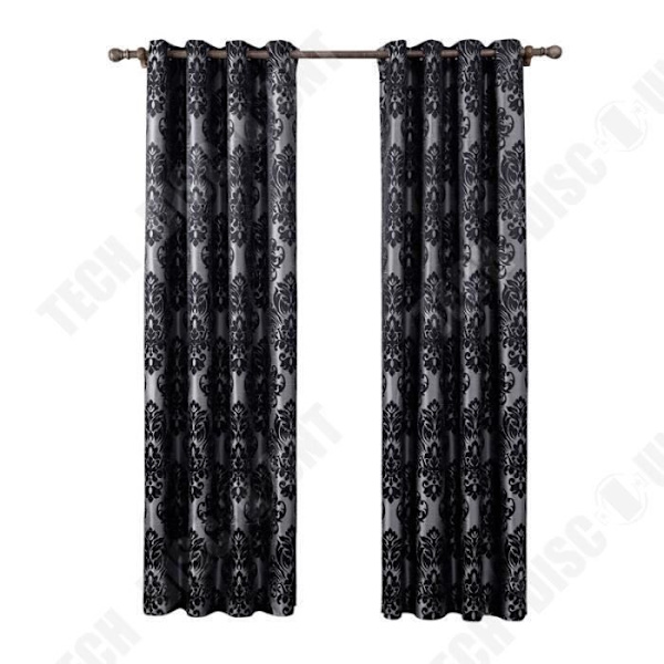 Blockande gardin - TD® - Jacquard - Svart - 140x220cm - Ögla - Modern design Svart