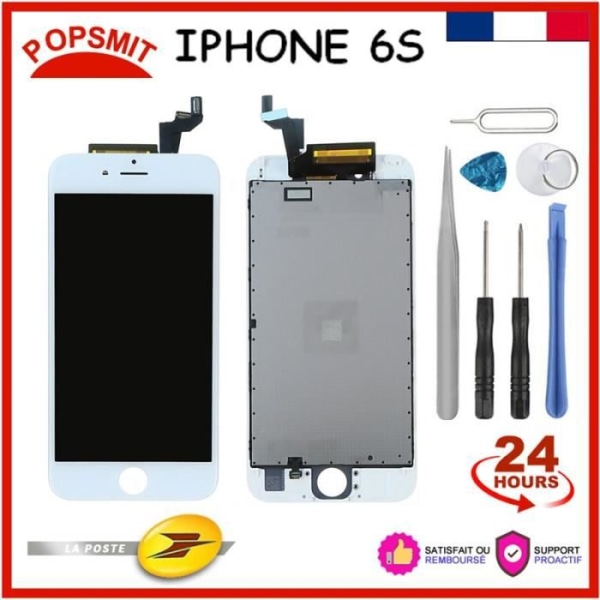 IPHONE 6S VIT LCD-SKÄRM MED PEKGLAS PÅ VERKTYGS CHASSI