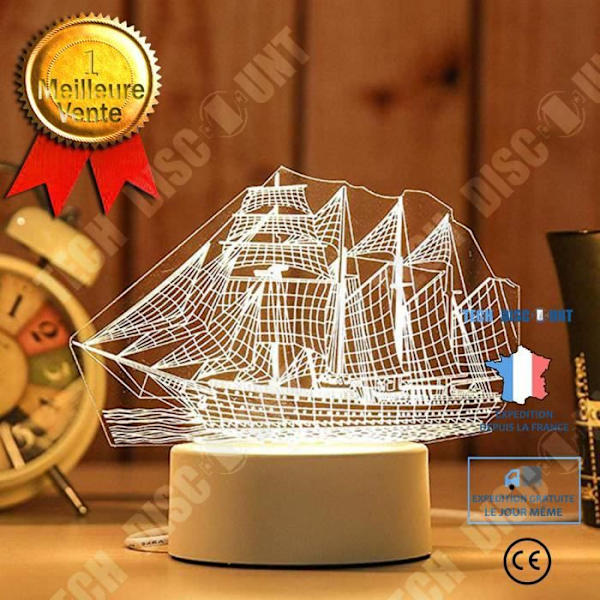 TD® Taktile dekorativ optisk lampe - bådmodel - USB lyskilde lampeknap strøm