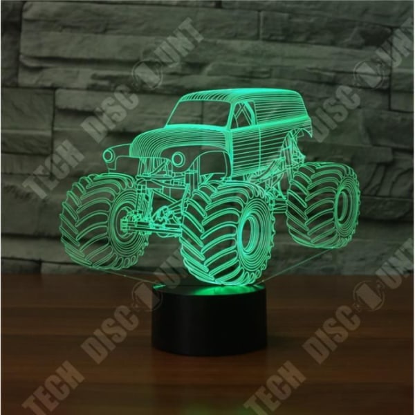 TD® 3D Optical Illusion Lampa Led Nattljus 3D Led Nattljus 7 färger Ändrar Cool Beach Dune Buggy Bilbord AW60753