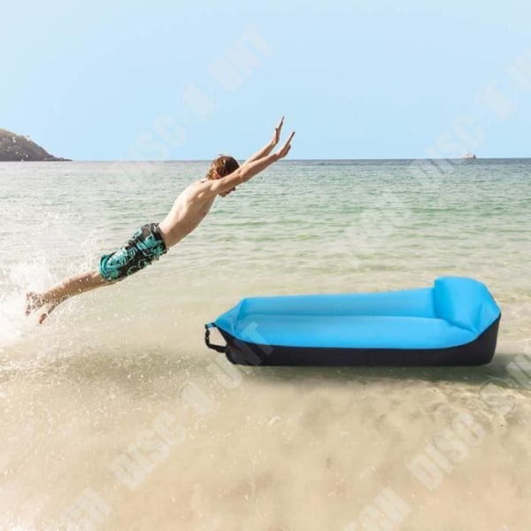 Oppustelig luftsofa - Vandtæt lang stol - Oppustelig sofa/samlags taske - Camping, pool, strand, have - Blå/ udendørs