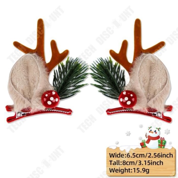 TD® New Christmas Antler Hårklämma Party Dekoration Julklapp Brun Älghorn Öronklämma